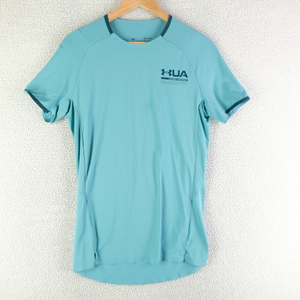Under Armour Shirt Mens Small Blue Fitted Iso Chill Heat Gear Athletic Gym